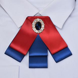 蓝色红色银行领花女领结衬衣正装建行工行邮政中行空姐领部配饰