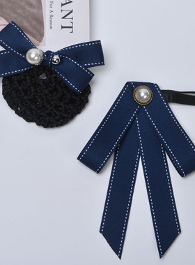 领花学生JK时尚潮黑色蓝色银行职员领结头花女职业衬衣领套装配饰