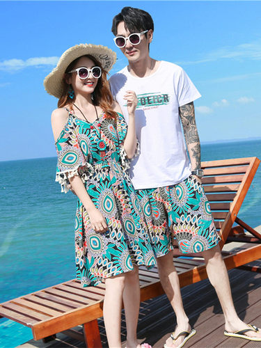 旅拍情侣装沙滩素材模板 旅拍情侣装沙滩图片下载 小麦优选