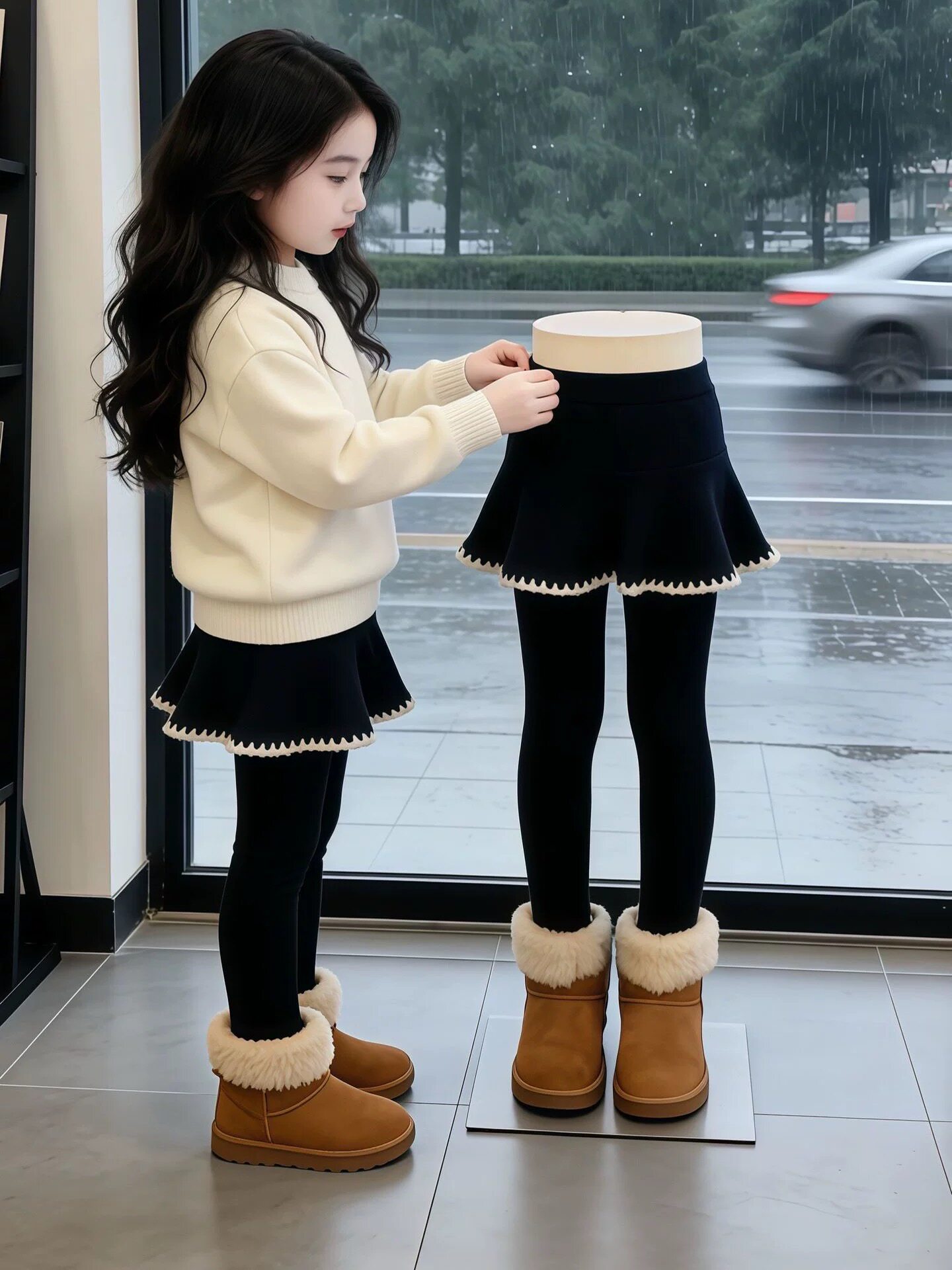 女童裤裙加绒加厚打底裤冬季宝宝裤子外穿一体绒儿童假两件裙裤潮