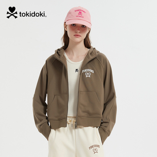 tokidoki淘奇多奇短款拉链卫衣2024新款潮牌秋冬女保暖连帽外套