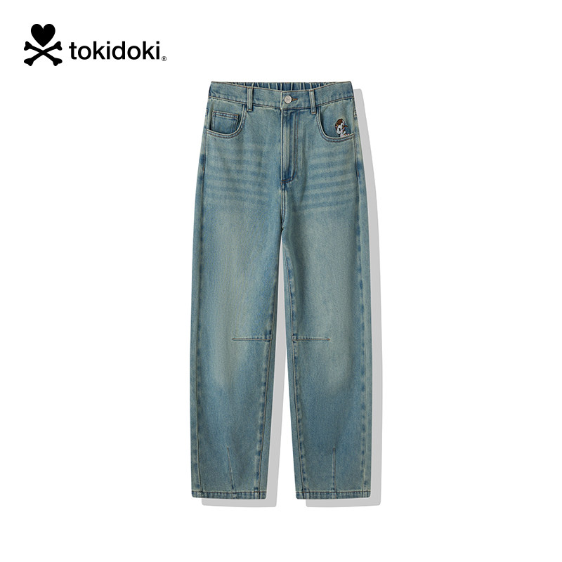 tokidoki2025夏季新款绣花直筒牛仔裤男女同款情侣下装长裤潮牌,女装/女士精品,牛仔裤,淘宝优惠券,粉丝福利购,淘宝优惠卷