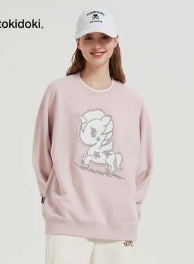 tokidoki淘奇多奇绣花贴布圆领卫衣轻绒2024新款秋冬男女同款情侣