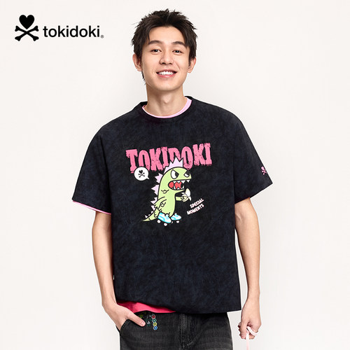tokidoki2025春季新款插肩袖印花短袖T恤男女同款情侣宽松上衣