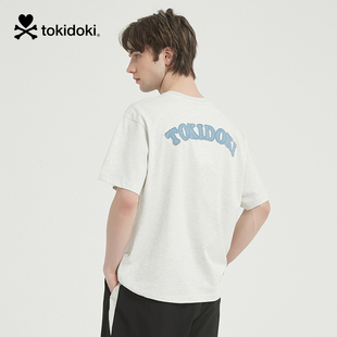 tokidoki2025春季新款牛仔字母贴布短袖T恤男女同款情侣上衣