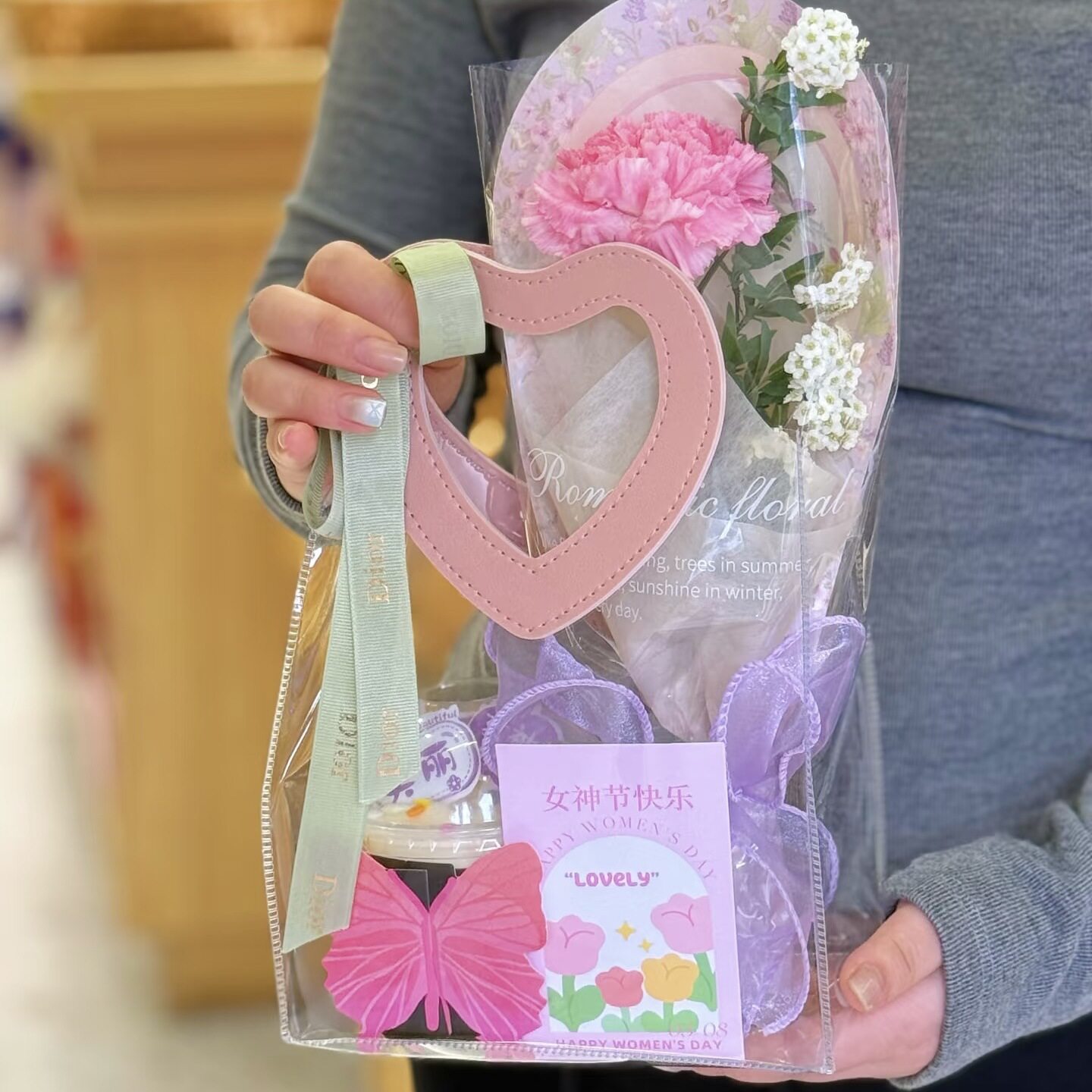 情人节爱心型塑料pvc透明手提袋婚礼伴娘伴手礼喜糖袋七夕礼品袋