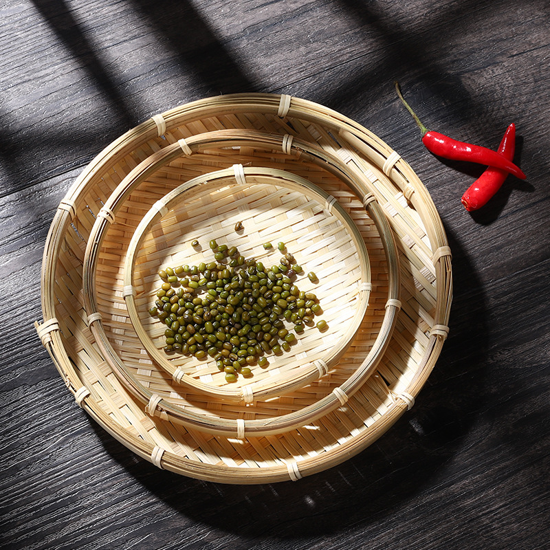 竹编茶点盘小竹篮馒头筐收纳筐