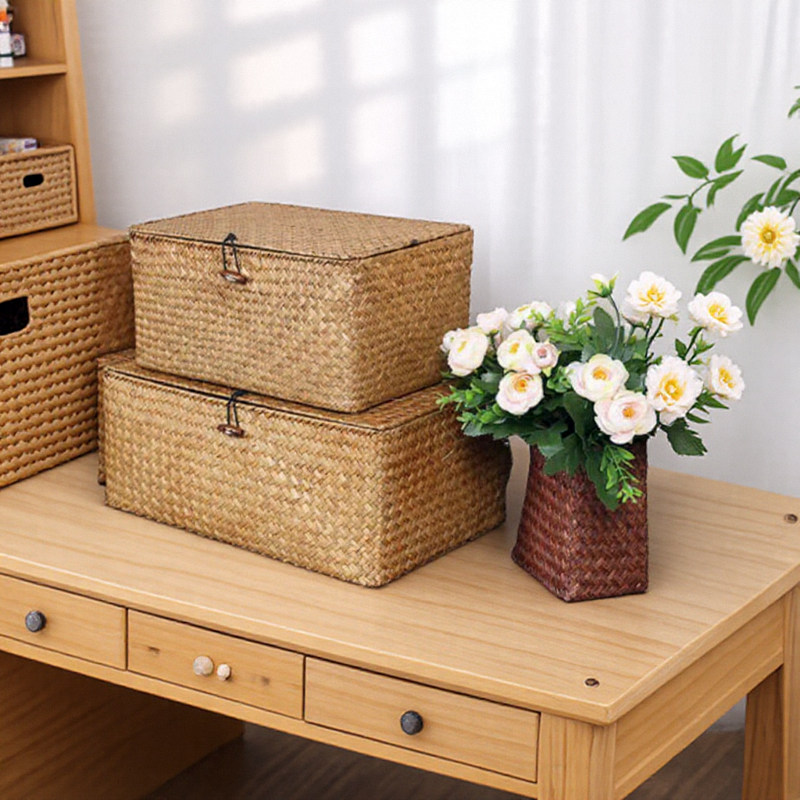 伴手礼草编收纳盒节日礼物送礼有盖编织大中小号长方形天然原色,收纳整理,其他收纳盒,淘宝优惠券,粉丝福利购,淘宝优惠卷