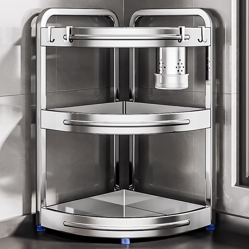 304不锈钢厨房调味品调料置物架台面三角转角多功能墙角落收纳架