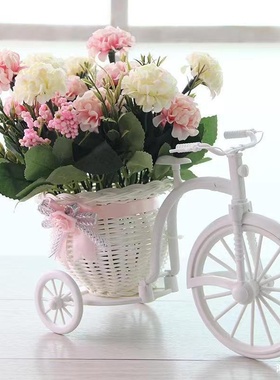 卧室办公插花篮自行车三轮车收纳篮 装饰插花篮子 工艺品摆件篮