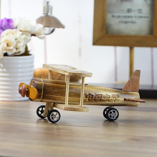 复古木质飞机实木摆件模型玩具仿真军事航模工厂地摊 新款