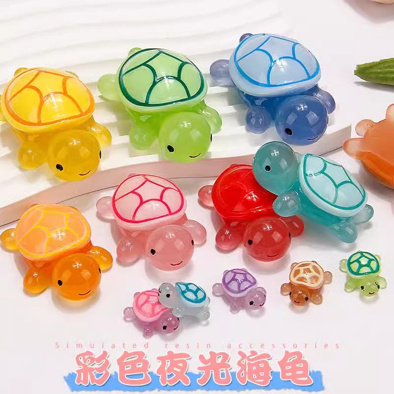树脂夜光小乌龟苔藓鱼缸DIY造景装饰品桌面小摆件 抖音网红海龟