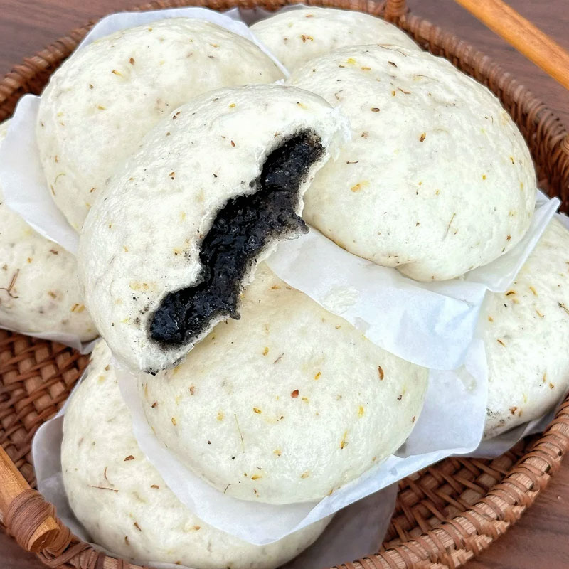 【懒人代餐】酒酿桂花黑芝麻麻薯流心包懒人代餐黑芝麻流心欧包