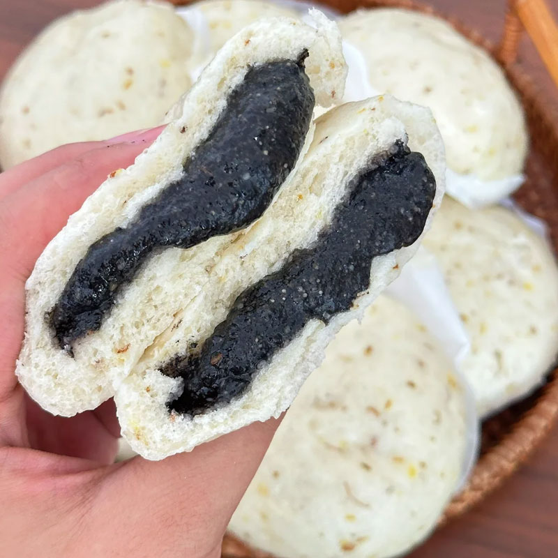 【早餐半成品】酒酿桂花黑芝麻麻薯流心包早餐半成品黑芝麻流心包