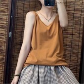 小吊带背心文艺纯色套头宽松V领纯棉内搭背心 2025夏季 新款 9120