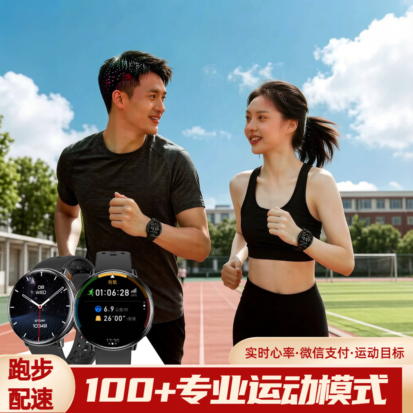 户外GPS跑步专用手表女款专业配速运动智能手环男学生新款电子表