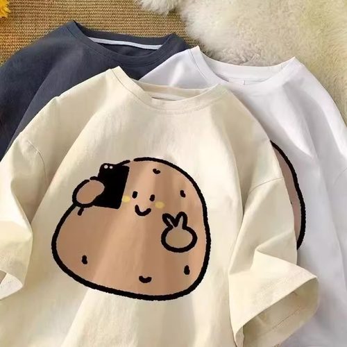 奥特莱斯~品牌折扣外贸专柜撤回纯棉新款百搭男女夏季印花短袖t恤