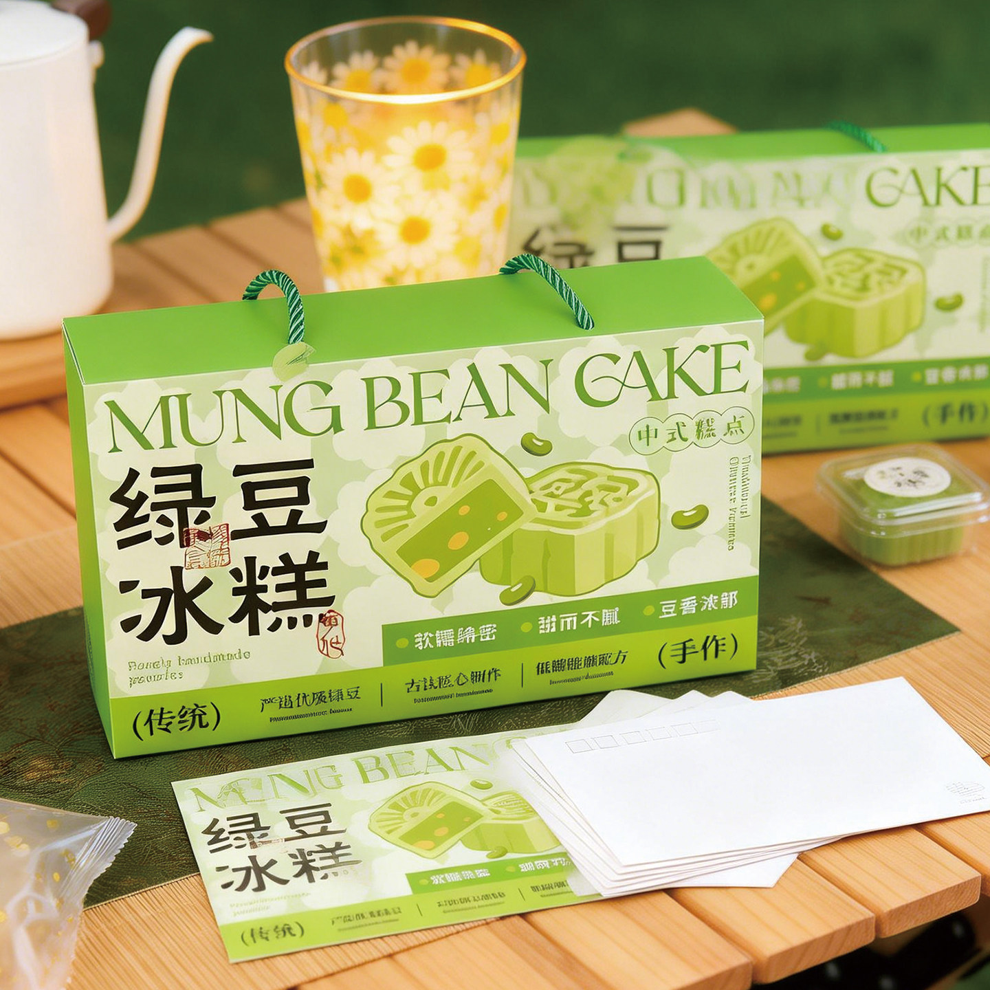 12粒绿豆糕包装盒端午节礼盒小清新烘焙手工绿豆饼绿豆冰糕盒空盒