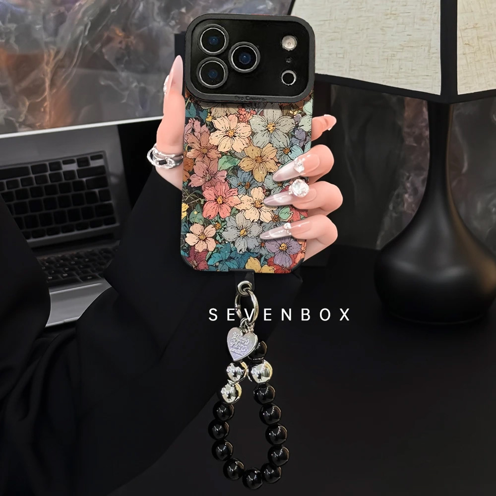 满屏花朵适用苹果17promax手机壳新款女iphone16小众高级感15plus创意14皮质13软11超好看12p防摔air保护套外