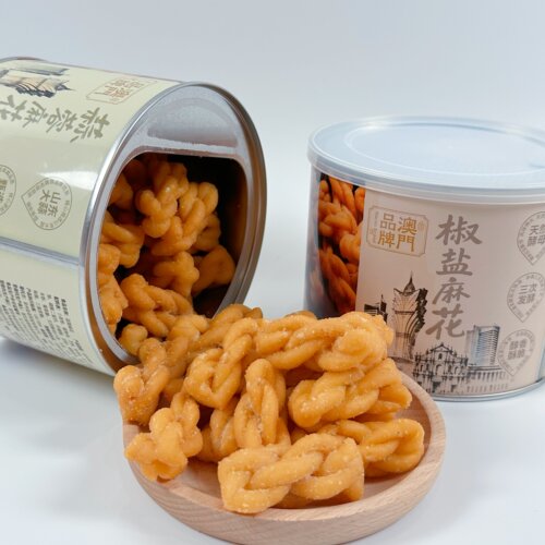澳门品牌Topsavor金语椒盐麻花酥脆咸香休闲零食小吃送礼罐装300g