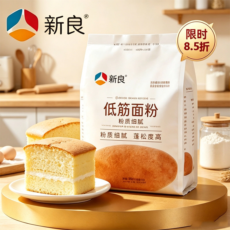新良纯享低筋面粉500g蛋糕专用粉烘焙家用蒸糕松饼干低筋蛋糕面粉