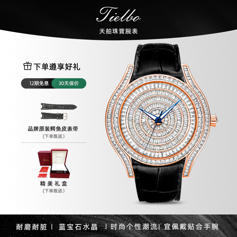 天舶璀璨系列男款白金机械手表