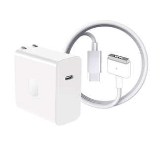 赢潜 适用苹果笔记本电脑充电器头45W/60W快充a1466/a1465/a1502电源适配器线type-c转magsafe2磁吸T头套装