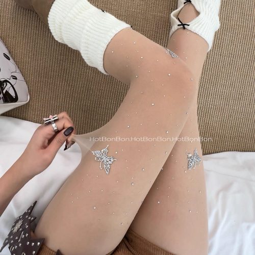 甜辣立体蝴蝶烫钻丝袜