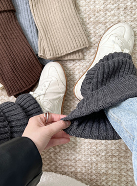 BON 韩国东大门老板娘同款灰袜套辣妹宽松纯色腿套日系少女堆堆袜