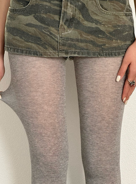 BON 四季款miu风格雷系灰色平板打底袜高弹微透直角跟连裤袜百搭