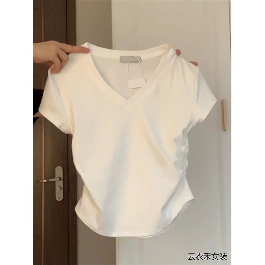 正短袖女20新款皱修身上