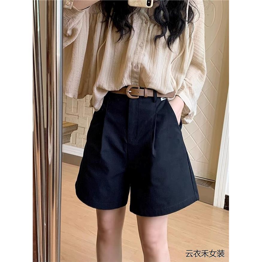 卡其色高腰休闲短裤女夏