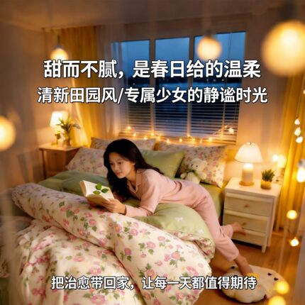 床单纯棉床上四件套轻奢高级感主卧室被套全棉学生宿舍床上三件套