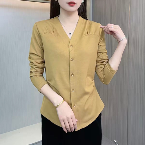 2026秋季新款V领长袖衬衫