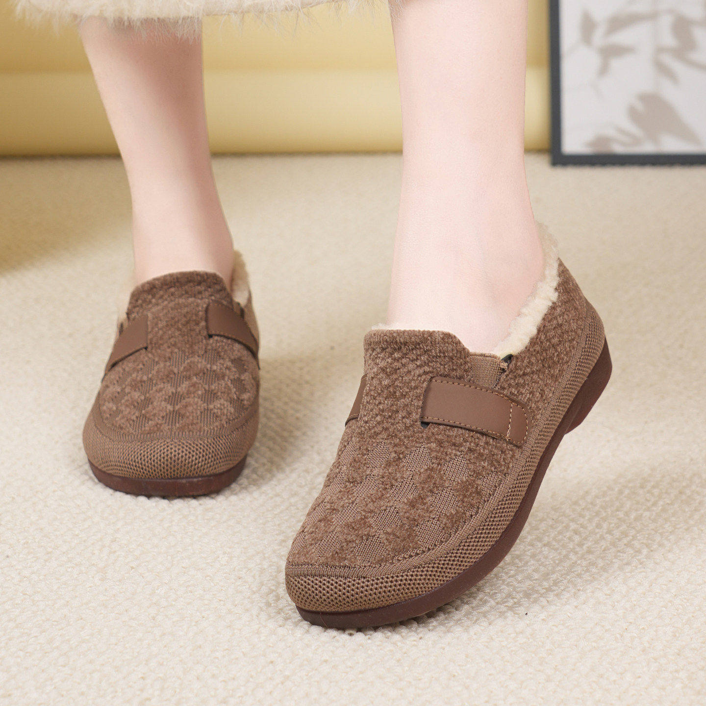 牛筋软底舒适妈妈鞋老北京布鞋女加绒保暖2026新款加厚一脚蹬棉鞋,女鞋,棉鞋,淘宝优惠券,粉丝福利购,淘宝优惠卷