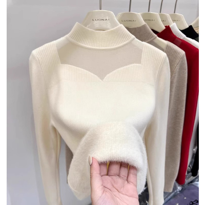 加绒毛衣女厚冬季内搭一体