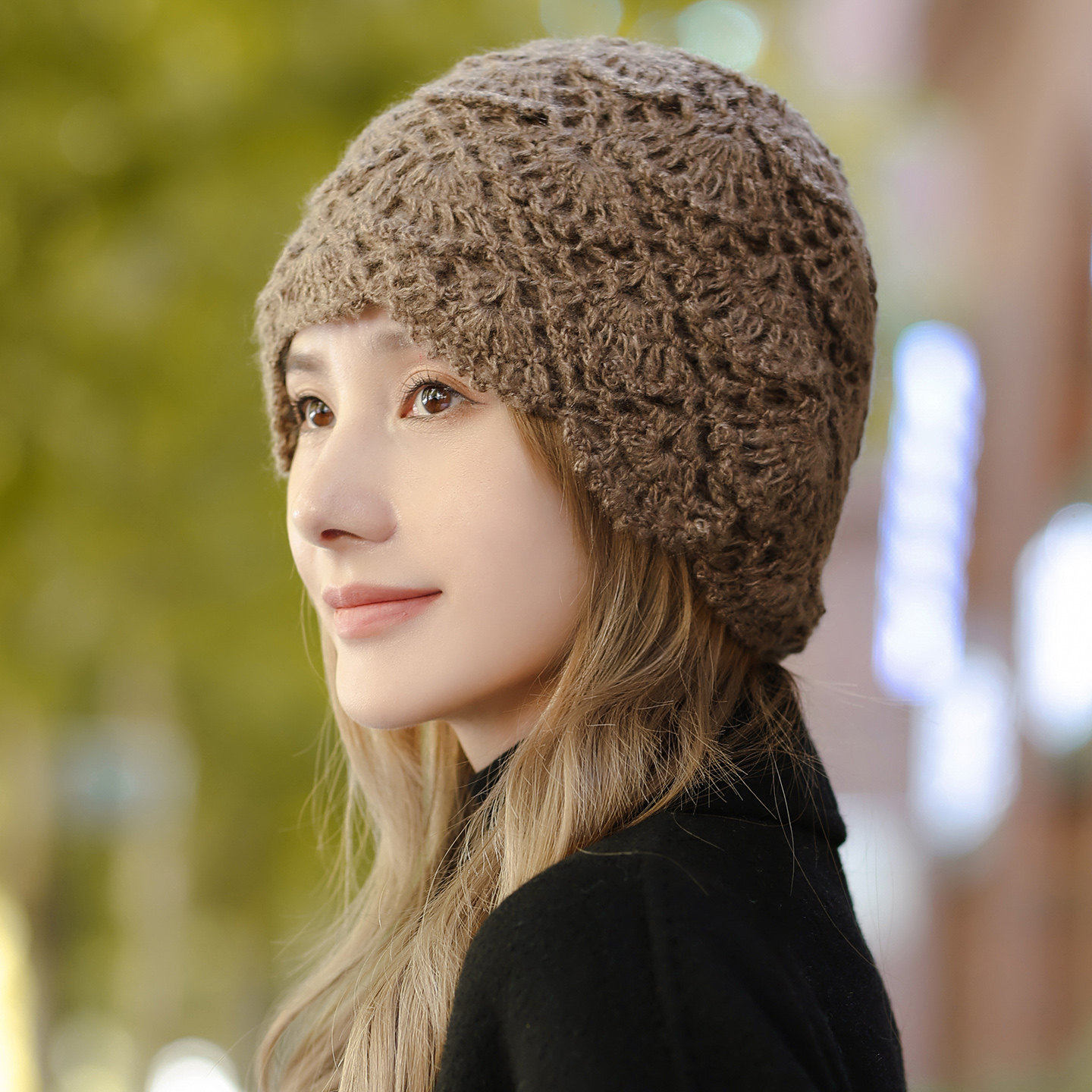 钩花保暖洋气毛线帽冬季女款2025新款时尚手工编织针织帽子显脸小,运动包/户外包/配件,运动帽,淘宝优惠券,粉丝福利购,淘宝优惠卷