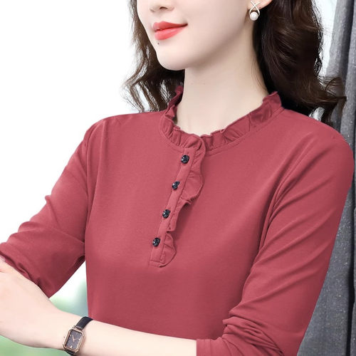 妈纯棉长袖t恤女春秋装202