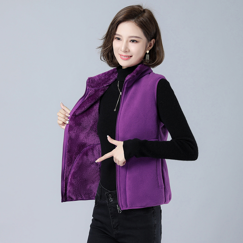 抓绒马甲女冬款春秋双面穿