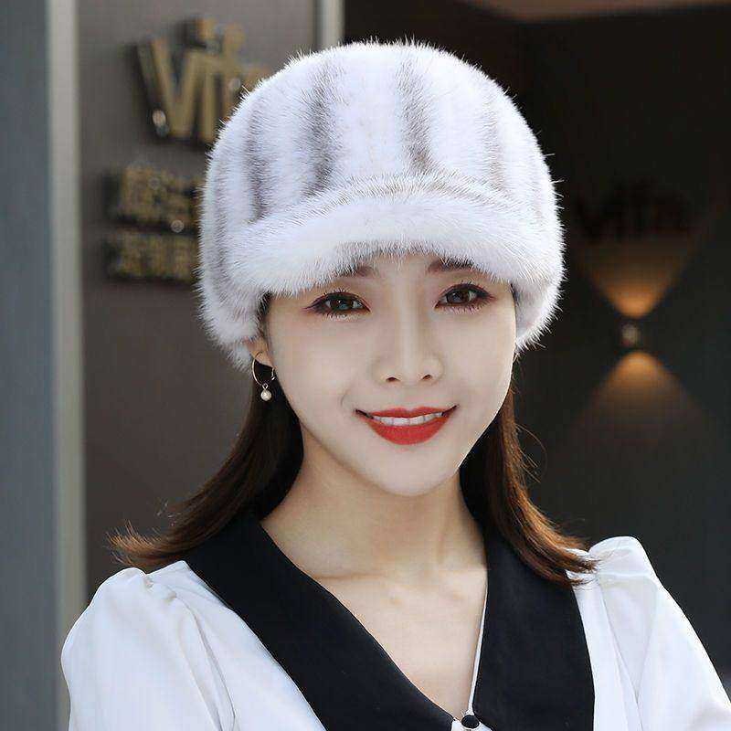 护耳帽子2026冬季新款女士时尚保暖韩版鸭舌帽仿水貂加厚毛茸茸帽