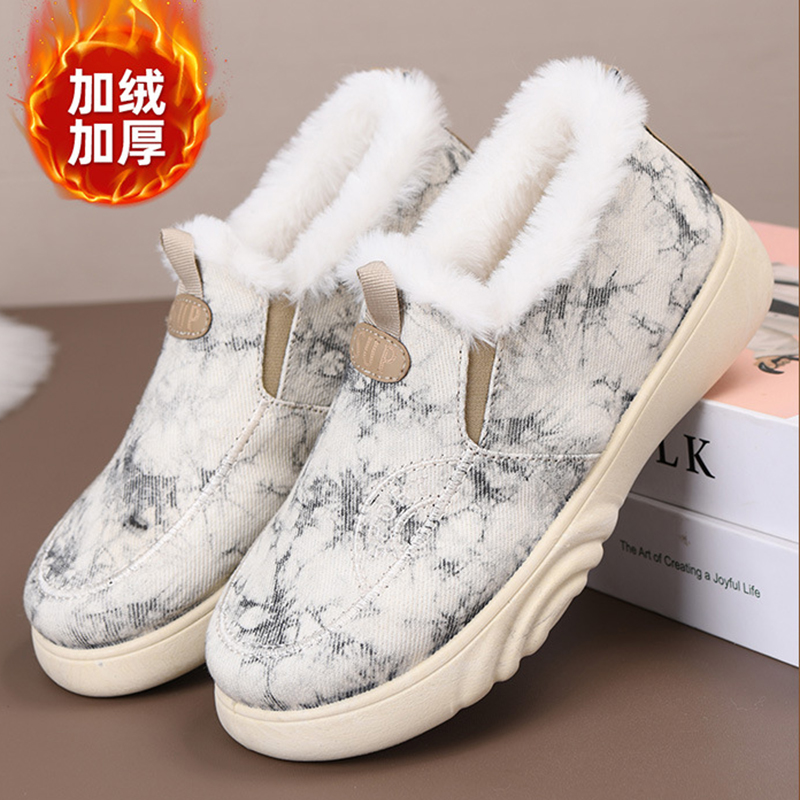 防滑中国风豆豆鞋2025冬季新款