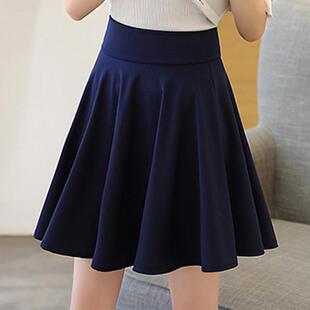 藏青色半身裙女夏季弹力高腰显瘦防走光A字短裙大码广场舞蓬蓬裙