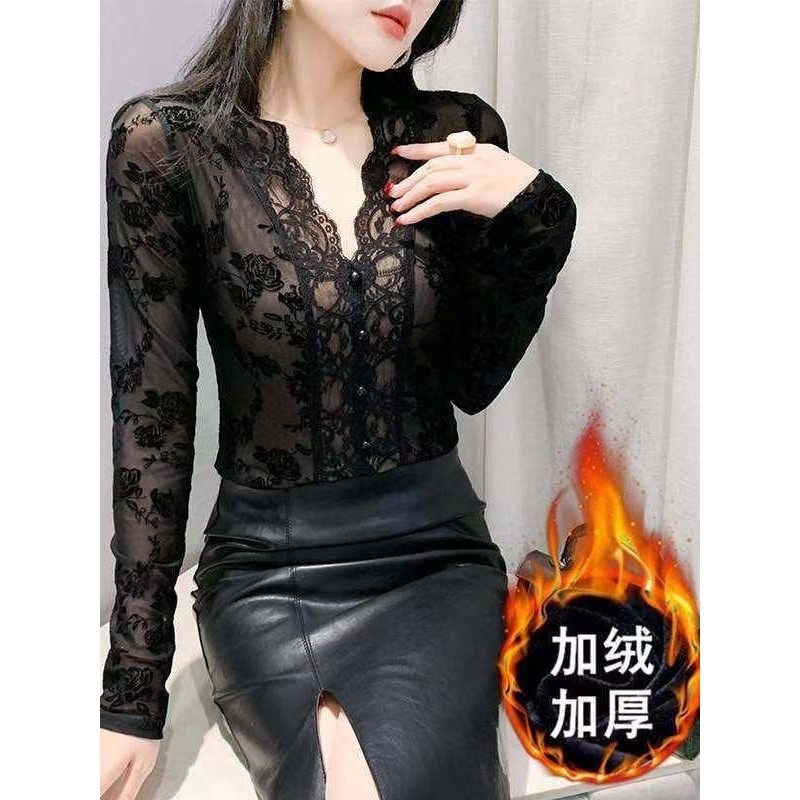 2026秋季新款蕾丝V领长袖加绒打底衫女内搭洋气时尚百搭显瘦上衣,女装/女士精品,羊绒衫,淘宝优惠券,粉丝福利购,淘宝优惠卷