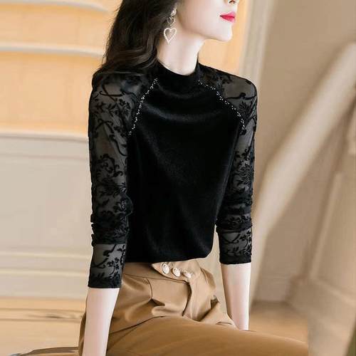 金丝绒打底衫女2025年春季新款