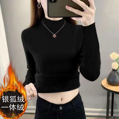 半高领德绒加打底衫女秋冬