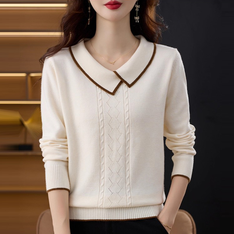 翻领毛衣女士外搭上衣秋冬季新款