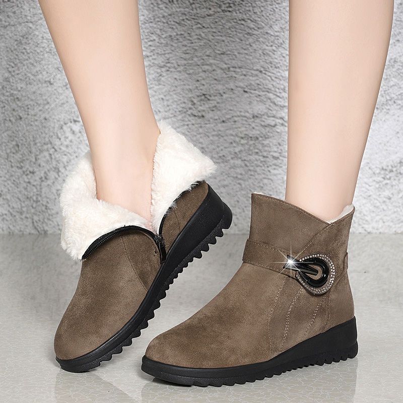 厚绒磨砂短靴雪地靴女厚底棉鞋女