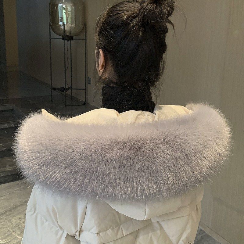 毛领单买仿狐狸毛貉子毛毛领子羽绒派克汉服帽条假领大衣通用男女
