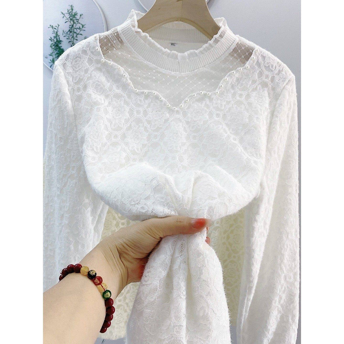 木耳边磨毛纱网宽松衬衫蕾丝加绒打底衫立领显瘦遮肉小香风小衫冬,女装/女士精品,大码内搭,淘宝优惠券,粉丝福利购,淘宝优惠卷