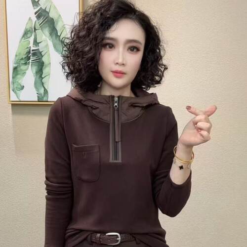 气质连帽套头显瘦秋季上衣
